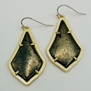 Kendra Scott Gold-Tone Earrings with Dark Oxidized Metallic Stone